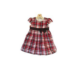 Carters baby girl, plaid, holiday, red, black, and white dress 18 months